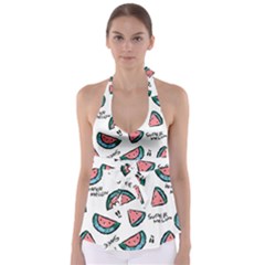 Illustration Watermelon Fruit Sweet Slicee Babydoll Tankini Top by Sudhe