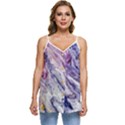 Marble Pattern Texture Casual Spaghetti Strap Chiffon Top View1