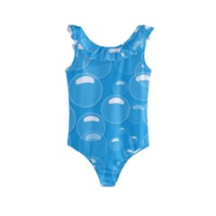 Pattern Blue Bubble Pattern Background Kids  Frill Swimsuit by Amaryn4rt