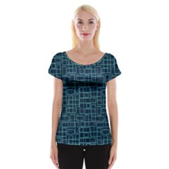 Abstract Illustration Background Rectangles Pattern Cap Sleeve Top by Amaryn4rt
