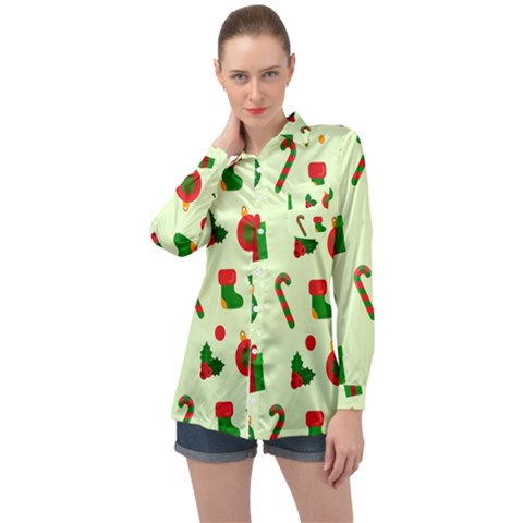 Illustration Festive Background Holiday Background Long Sleeve Satin Shirt by Amaryn4rt