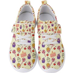 Food Illustration Cupcake Pattern Lollipop Men s Velcro Strap Shoes by Amaryn4rt