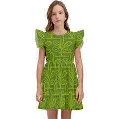 Oak Tree Nature Ongoing Pattern Kids  Winged Sleeve Dress by Mariart