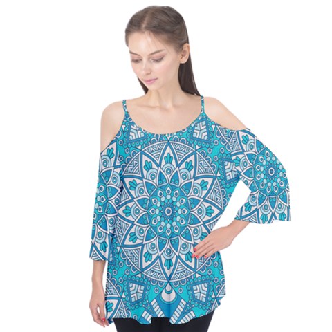 Mandala Blue Flutter Tees by zappwaits