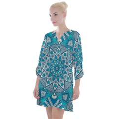 Mandala Blue Open Neck Shift Dress by zappwaits