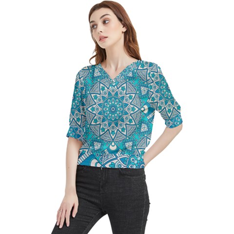 Mandala Blue Quarter Sleeve Blouse by zappwaits