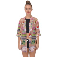 Illustration Seamless Pattern Standardize Open Front Chiffon Kimono by danenraven