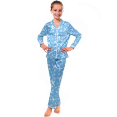 Plane Sky Background Pattern Kid s Satin Long Sleeve Pajamas Set by danenraven