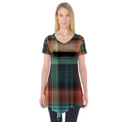 Plaid Tartan Checkered Tablecloth Short Sleeve Tunic  by danenraven