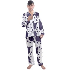 Illustration Cow Pattern Texture Cloth Dot Animal Men s Long Sleeve Satin Pajamas Set by danenraven