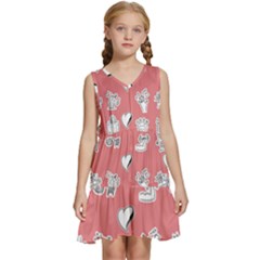 Stickers Hobbies Hearts Reading Kids  Sleeveless Tiered Mini Dress by danenraven