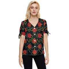 Abstract Background Pattern Texture Design Bow Sleeve Button Up Top by danenraven