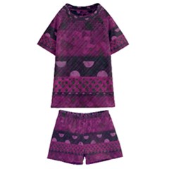 Illustration Background Pattern Texture Design Kids  Swim Tee And Shorts Set by danenraven