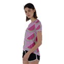 Pink Melon Wayermelon Pattern Food Fruit Melon Short Sleeve Foldover Tee View2
