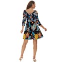 Design Print Pattern Colorful Shoulder Cut Out Zip Up Dress View4
