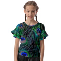 Beautiful Peacock Feathers Kids  Cut Out Flutter Sleeves by Ravend