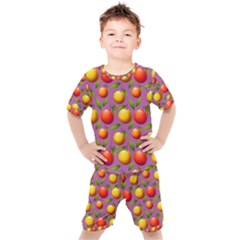 Illustration Fruit Pattern Seamless Kids  Tee And Shorts Set by Ravend