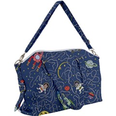 Illustration Cat Space Astronaut Rocket Maze Canvas Crossbody Bag by Ravend
