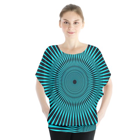 Illusion Geometric Background Batwing Chiffon Blouse by Ravend