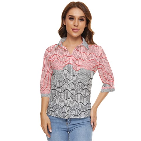 Creation Painting Fantasy Texture Women s Quarter Sleeve Pocket Shirt by Ravend