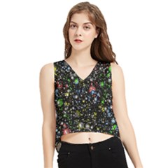 Universe Star Planet Galaxy V-neck Cropped Tank Top by Ravend