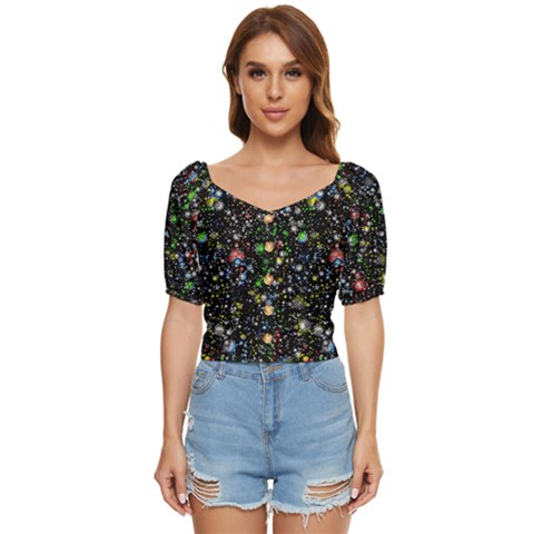 Universe Star Planet Galaxy Button Up Blouse by Ravend