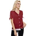 Christmas Red Graphic Bow Sleeve Button Up Top View3
