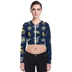 Vintage Vegetables Zucchini  Long Sleeve Zip Up Bomber Jacket by ConteMonfrey