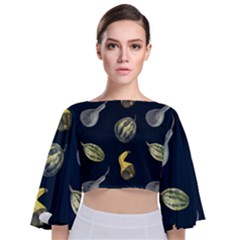 Vintage Vegetables Zucchini  Tie Back Butterfly Sleeve Chiffon Top by ConteMonfrey