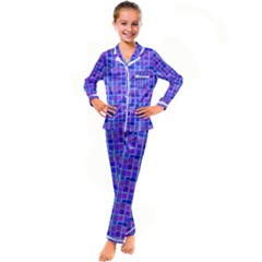 Background Mosaic Purple Blue Kid s Satin Long Sleeve Pajamas Set by danenraven