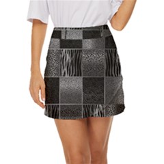 Gray Animal Print Mini Front Wrap Skirt by danenraven
