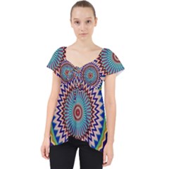 Kaleidoscope Geometric Circles Lace Front Dolly Top by danenraven