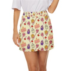 Cupcake Pattern Lollipop Mini Front Wrap Skirt by danenraven
