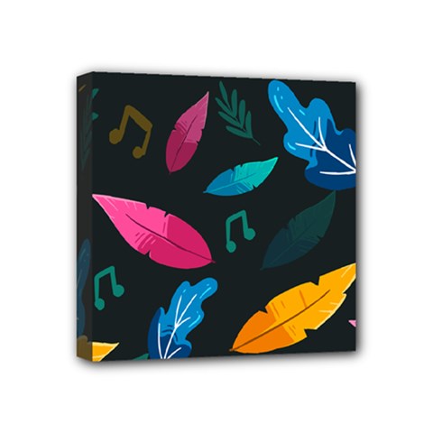Illustrations Background Pattern Leaves Leaf Nature Texture Mini Canvas 4  X 4  (stretched) by Ravend