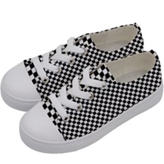 Black And White Background Black Board Checker Kids  Low Top Canvas Sneakers by Ravend