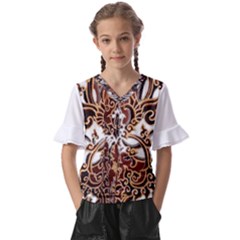 Im Fourth Dimension Colour 72 Kids  V-neck Horn Sleeve Blouse by imanmulyana