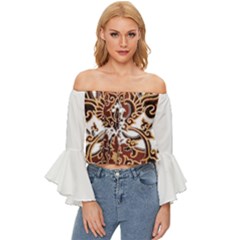 Im Fourth Dimension Colour 72 Off Shoulder Flutter Bell Sleeve Top by imanmulyana