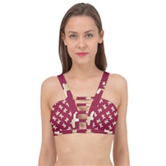 Gold Gingerbread Man Burgundy Cage Up Bikini Top by TetiBright