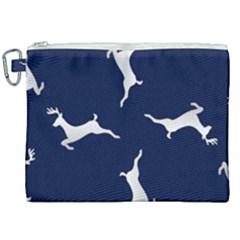 Silver Reindeer Blue Canvas Cosmetic Bag (xxl) by TetiBright
