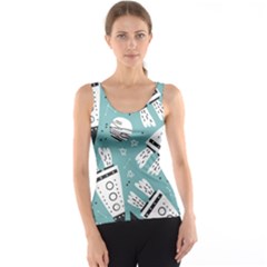 Cute Seamless Pattern With Rocket Planets-stars Tank Top by BangZart