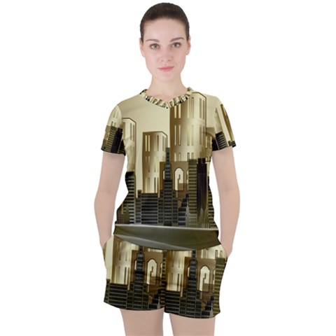 Architecture City House Women s Tee And Shorts Set by Jancukart