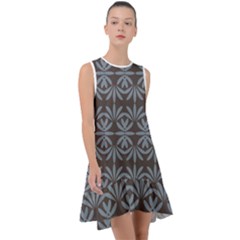 Floral Pattern Wallpaper Textile Frill Swing Dress by Wegoenart