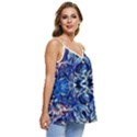 Cobalt arabesque Casual Spaghetti Strap Chiffon Top View3