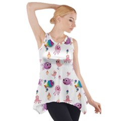 Fish Squid Bird Jellyfish Chicken Side Drop Tank Tunic by Wegoenart