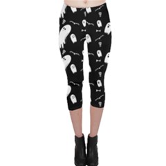 Ghost Background Halloween Capri Leggings  by Wegoenart