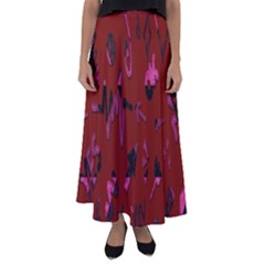 Doodles Maroon Flared Maxi Skirt by nateshop