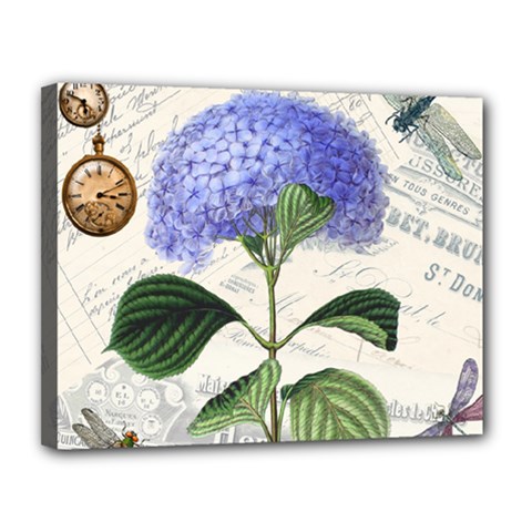 Vintage Shabby Chic Dragonfly Canvas 14  X 11  (stretched) by Wegoenart