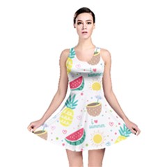 Pineapple And Watermelon Summer Fruit Reversible Skater Dress by Jancukart