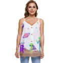 Alien Ufo Star Universe Star Vector Image Casual Spaghetti Strap Chiffon Top View1