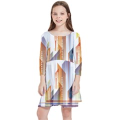 Building Artwork City Building Kids  Quarter Sleeve Skater Dress by Jancukart